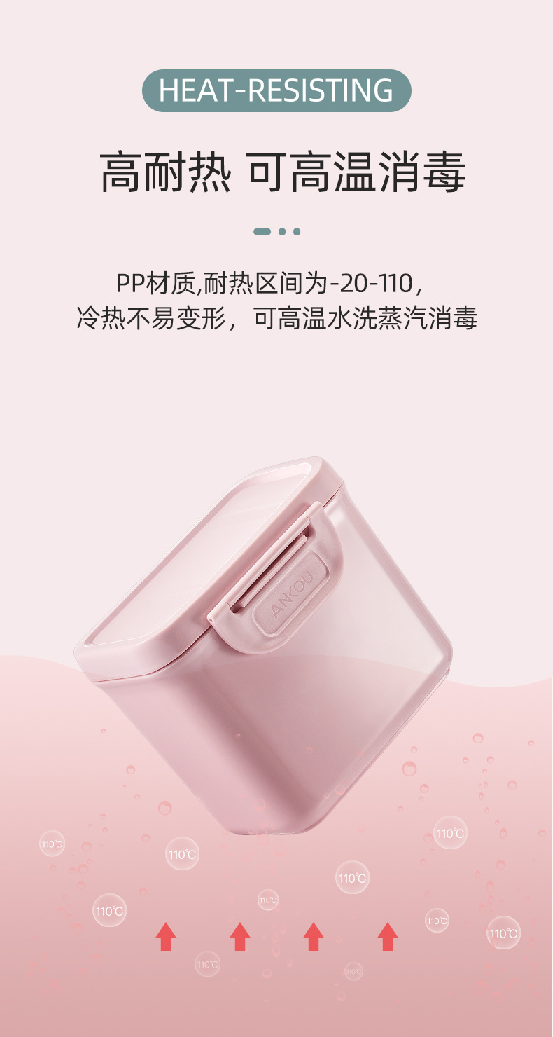 Ankou Safety Buckle Baby Sealed Snack Box Small Complementary Food Milk Powder Plaid Packing out Portable Milk Powder Box