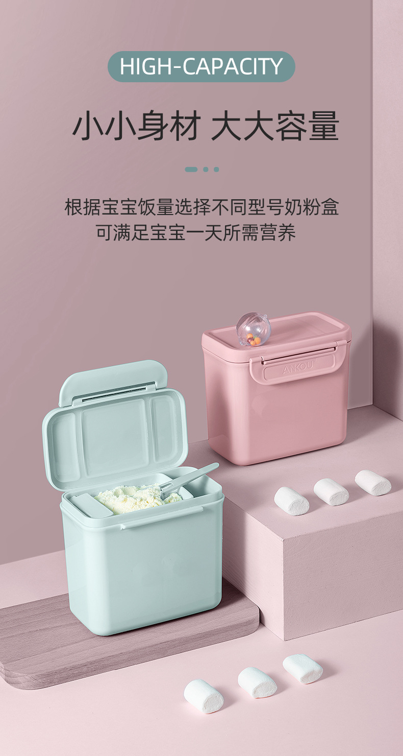 Ankou Safety Buckle Baby Sealed Snack Box Small Complementary Food Milk Powder Plaid Packing out Portable Milk Powder Box