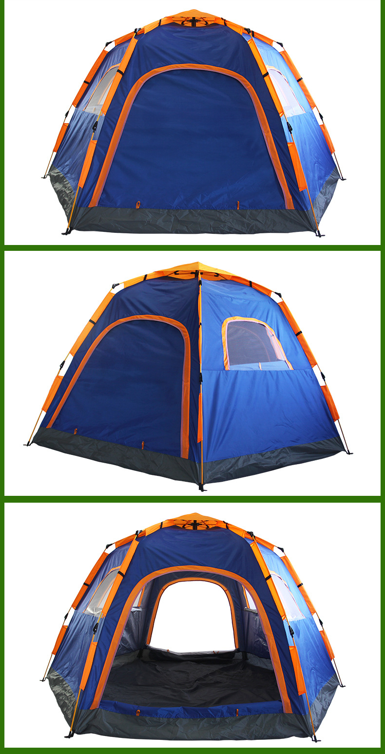 Outdoor Park Camping Camping 6-8 People Automatic Hexagonal Tent Single-Layer Tent Camping Factory Direct Sales Wholesale