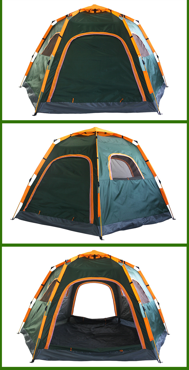 Outdoor Park Camping Camping 6-8 People Automatic Hexagonal Tent Single-Layer Tent Camping Factory Direct Sales Wholesale