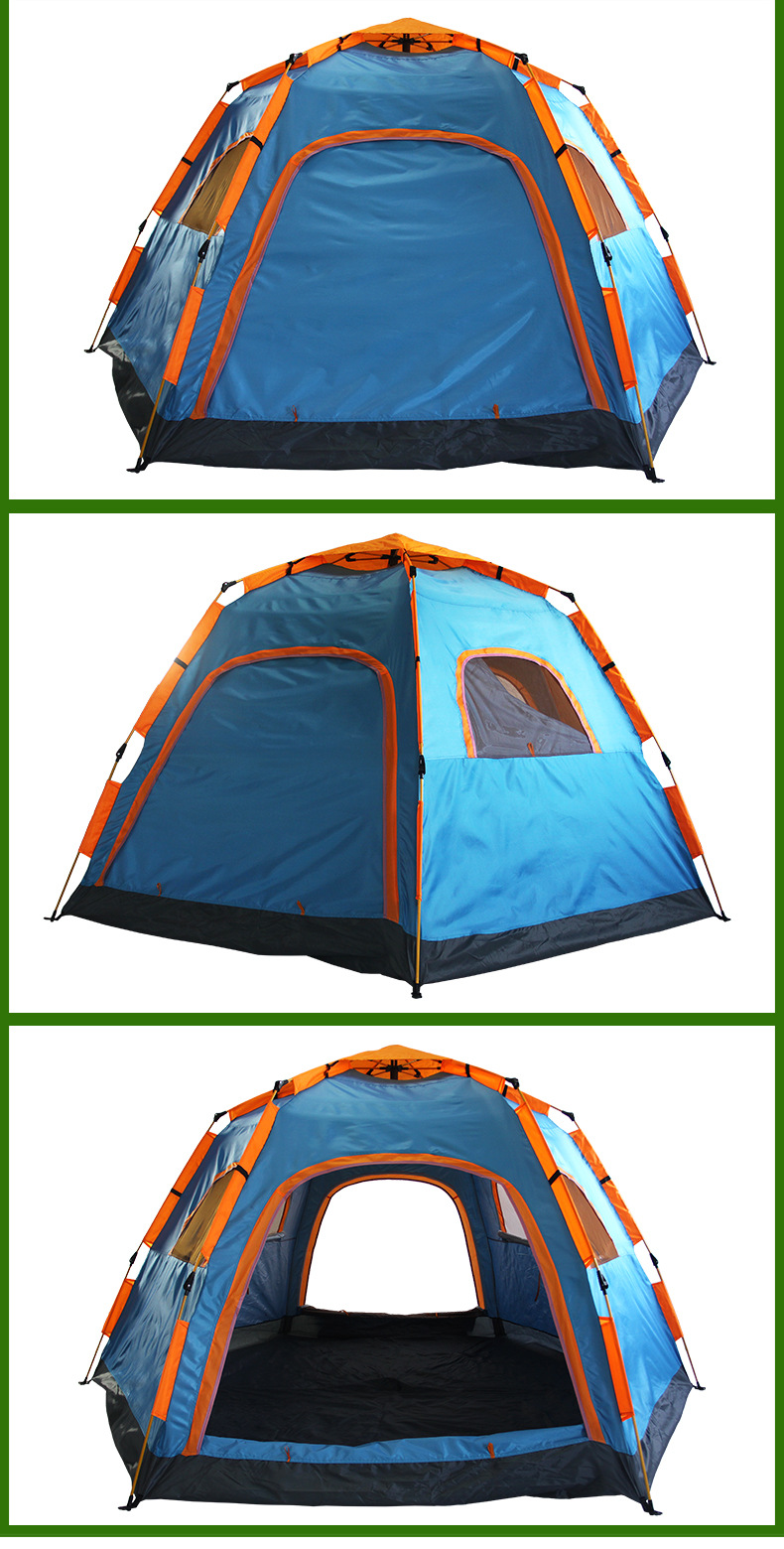 Outdoor Park Camping Camping 6-8 People Automatic Hexagonal Tent Single-Layer Tent Camping Factory Direct Sales Wholesale