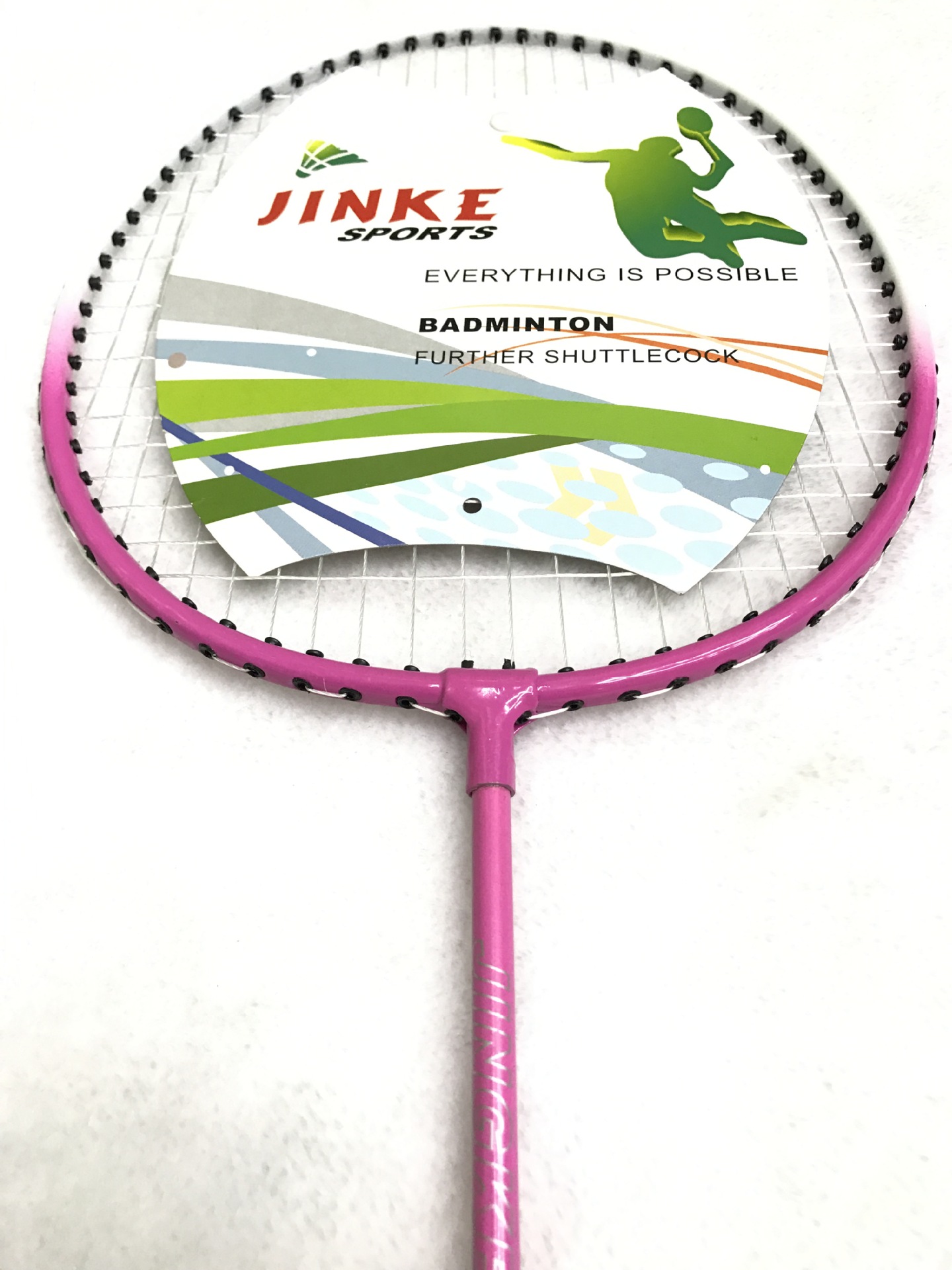The factory direct selling JINKE-301 badminton rackets 2 pieces to take super light alloy competition training. The factory direct selling JINKE-301 badminton rackets 2 pieces to take super light alloy competition training.