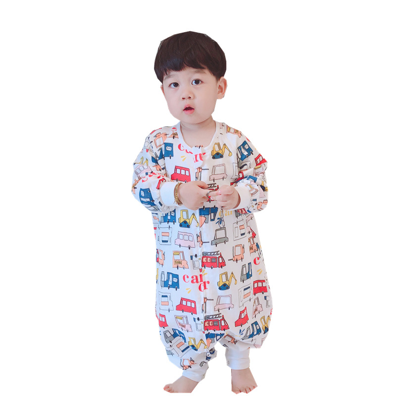 Spring and Autumn Long-Sleeved Four-Layer Bamboo Cotton Cloth Leg Sleeping Bag Baby Anti-Kick Quilt Sleeping Bag