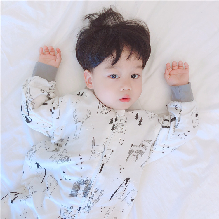 Spring and Autumn Long-Sleeved Four-Layer Bamboo Cotton Cloth Leg Sleeping Bag Baby Anti-Kick Quilt Sleeping Bag Spring and Autumn Long-Sleeved Four-Layer Bamboo Cotton Cloth Leg Sleeping Bag Baby Anti-Kick Quilt Sleeping Bag