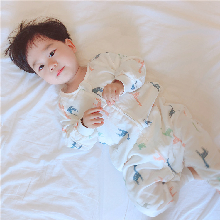 Spring and Autumn Long-Sleeved Four-Layer Bamboo Cotton Cloth Leg Sleeping Bag Baby Anti-Kick Quilt Sleeping Bag Spring and Autumn Long-Sleeved Four-Layer Bamboo Cotton Cloth Leg Sleeping Bag Baby Anti-Kick Quilt Sleeping Bag