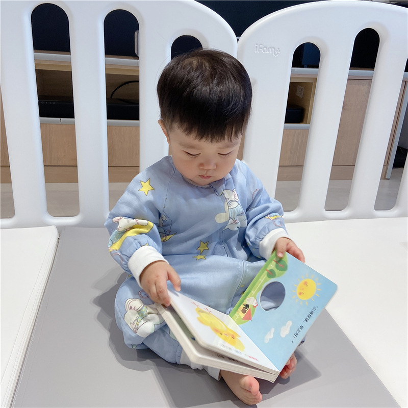 Spring and Autumn Long-Sleeved Four-Layer Bamboo Cotton Cloth Leg Sleeping Bag Baby Anti-Kick Quilt Sleeping Bag Spring and Autumn Long-Sleeved Four-Layer Bamboo Cotton Cloth Leg Sleeping Bag Baby Anti-Kick Quilt Sleeping Bag