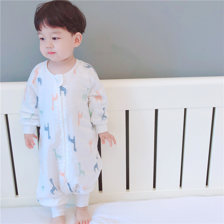 Spring and Autumn Long-Sleeved Four-Layer Bamboo Cotton Cloth Leg Sleeping Bag Baby Anti-Kick Quilt Sleeping Bag Spring and Autumn Long-Sleeved Four-Layer Bamboo Cotton Cloth Leg Sleeping Bag Baby Anti-Kick Quilt Sleeping Bag