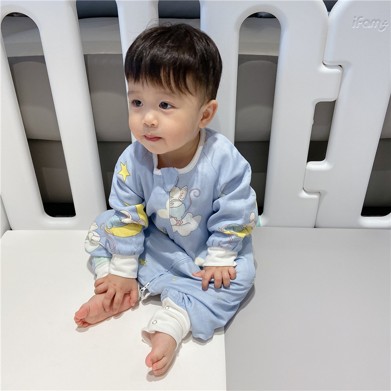 Spring and Autumn Long-Sleeved Four-Layer Bamboo Cotton Cloth Leg Sleeping Bag Baby Anti-Kick Quilt Sleeping Bag Spring and Autumn Long-Sleeved Four-Layer Bamboo Cotton Cloth Leg Sleeping Bag Baby Anti-Kick Quilt Sleeping Bag