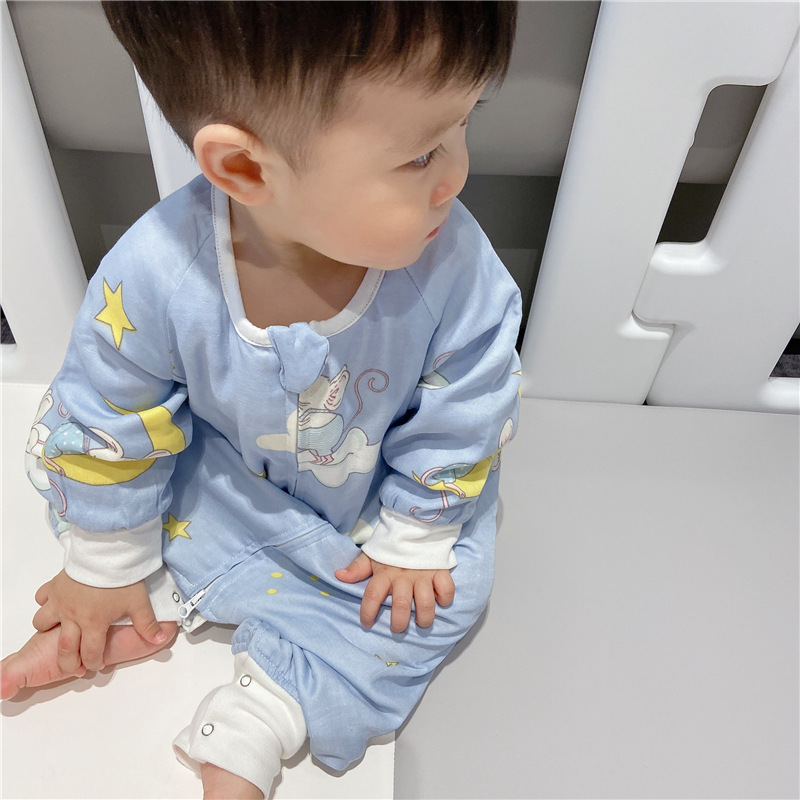 Spring and Autumn Long-Sleeved Four-Layer Bamboo Cotton Cloth Leg Sleeping Bag Baby Anti-Kick Quilt Sleeping Bag Spring and Autumn Long-Sleeved Four-Layer Bamboo Cotton Cloth Leg Sleeping Bag Baby Anti-Kick Quilt Sleeping Bag