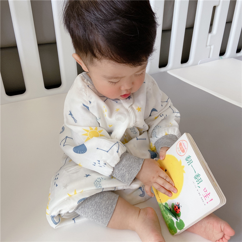 Spring and Autumn Long-Sleeved Four-Layer Bamboo Cotton Cloth Leg Sleeping Bag Baby Anti-Kick Quilt Sleeping Bag Spring and Autumn Long-Sleeved Four-Layer Bamboo Cotton Cloth Leg Sleeping Bag Baby Anti-Kick Quilt Sleeping Bag