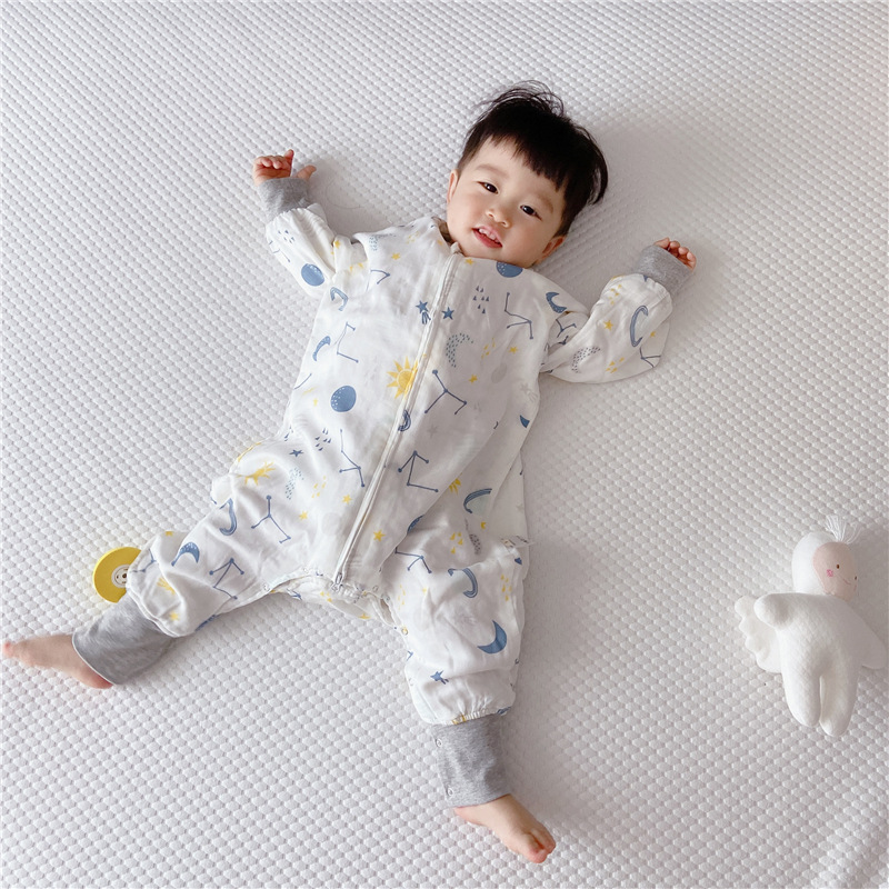 Spring and Autumn Long-Sleeved Four-Layer Bamboo Cotton Cloth Leg Sleeping Bag Baby Anti-Kick Quilt Sleeping Bag Spring and Autumn Long-Sleeved Four-Layer Bamboo Cotton Cloth Leg Sleeping Bag Baby Anti-Kick Quilt Sleeping Bag