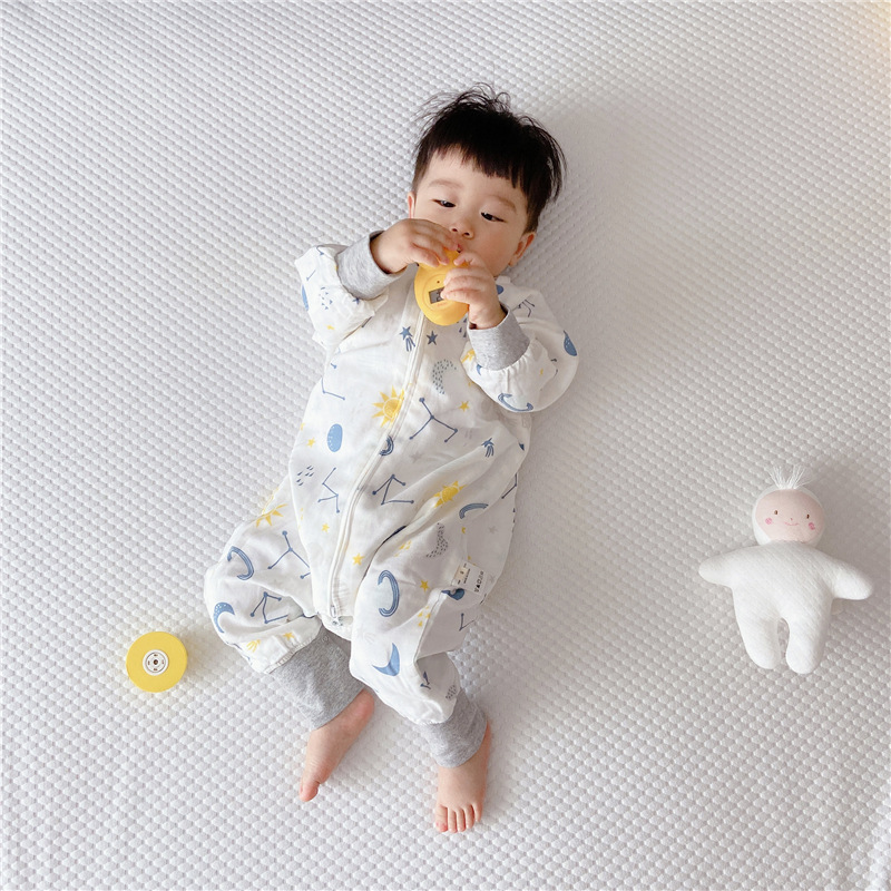 Spring and Autumn Long-Sleeved Four-Layer Bamboo Cotton Cloth Leg Sleeping Bag Baby Anti-Kick Quilt Sleeping Bag Spring and Autumn Long-Sleeved Four-Layer Bamboo Cotton Cloth Leg Sleeping Bag Baby Anti-Kick Quilt Sleeping Bag