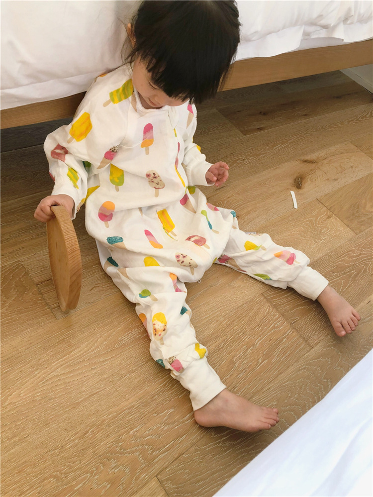 Spring and Autumn Long-Sleeved Four-Layer Bamboo Cotton Cloth Leg Sleeping Bag Baby Anti-Kick Quilt Sleeping Bag Spring and Autumn Long-Sleeved Four-Layer Bamboo Cotton Cloth Leg Sleeping Bag Baby Anti-Kick Quilt Sleeping Bag