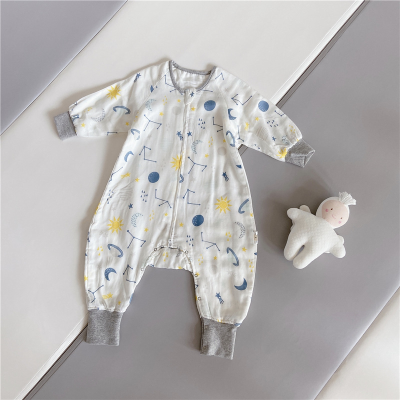 Spring and Autumn Long-Sleeved Four-Layer Bamboo Cotton Cloth Leg Sleeping Bag Baby Anti-Kick Quilt Sleeping Bag Spring and Autumn Long-Sleeved Four-Layer Bamboo Cotton Cloth Leg Sleeping Bag Baby Anti-Kick Quilt Sleeping Bag