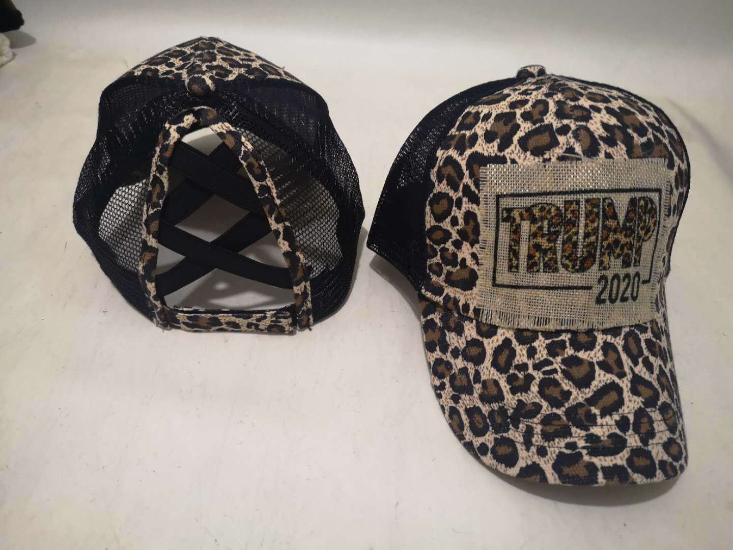 2020 CrossBorder Whole Women's Cross Hat Leopard Print Open Summer Baseball Cap Ponytail Net Cap Processing 2020 CrossBorder Whole Women's Cross Hat Leopard Print Open Summer Baseball Cap Ponytail Net Cap Processing