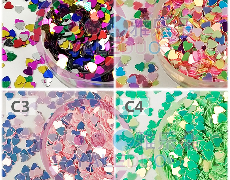4mm Love Heart Sequins Nail DIY Ornament Material Cap Bag Clothes Accessories 4mm Love Heart Sequins Nail DIY Ornament Material Cap Bag Clothes Accessories