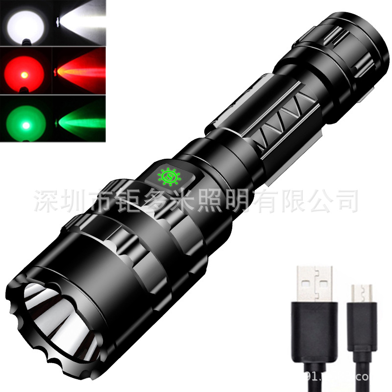 Exclusive for Cross-Border USB Rechargeable L2 Flashlight Long Shot Mini Waterproof Night Riding Hunting Light LED Power Torch
