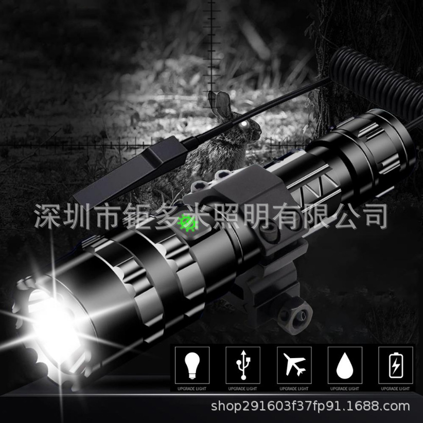 Exclusive for Cross-Border USB Rechargeable L2 Flashlight Long Shot Mini Waterproof Night Riding Hunting Light LED Power Torch