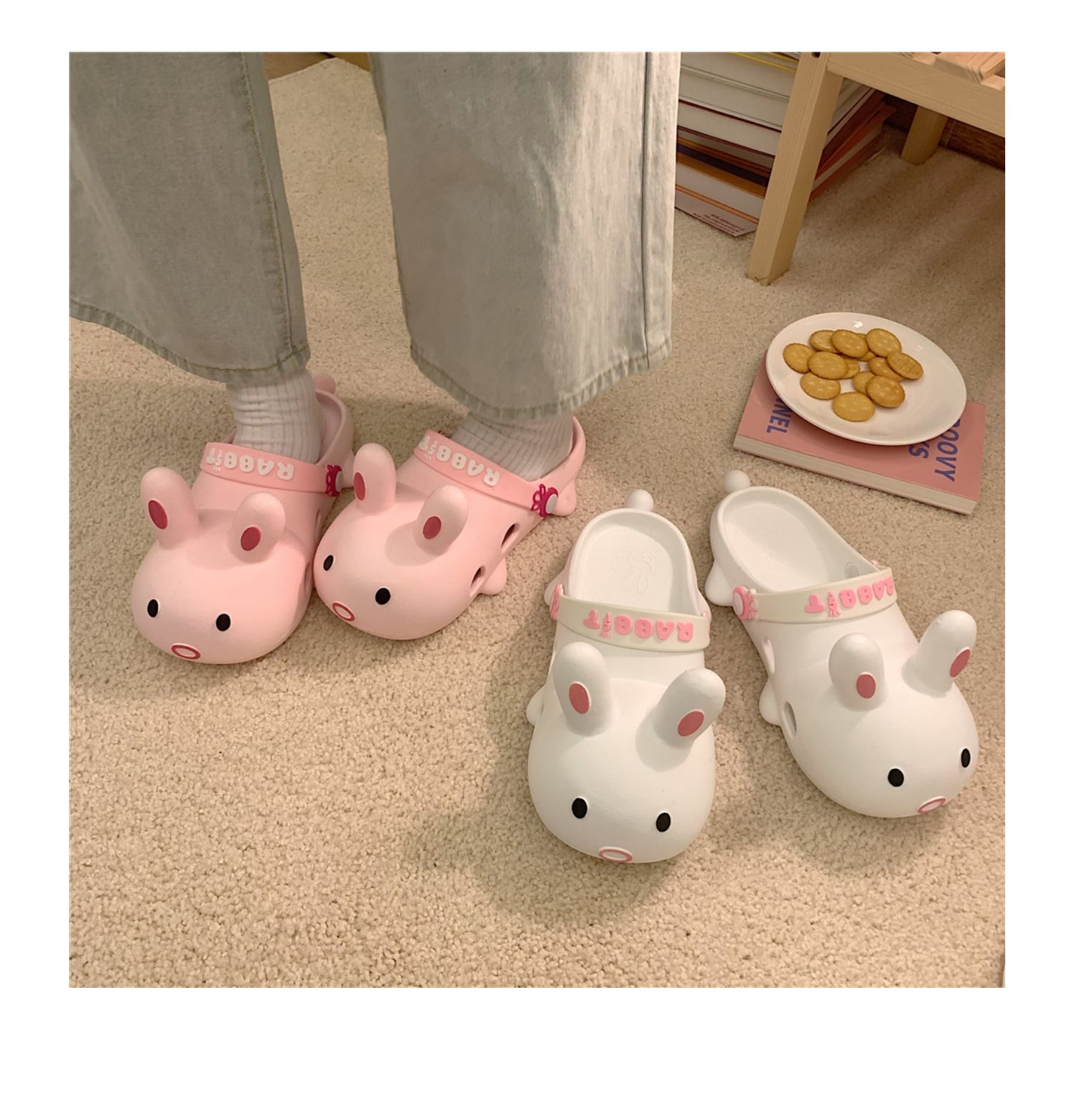 Cute Cartoon Rabbit Hole Shoes Student Outer Wear Internet Celebrity Women's Summer Ins Style Girl's Heart Thick Bottom Toe Cap Sandals Cute Cartoon Rabbit Hole Shoes Student Outer Wear Internet Celebrity Women's Summer Ins Style Girl's Heart Thick Bottom Toe Cap Sandals