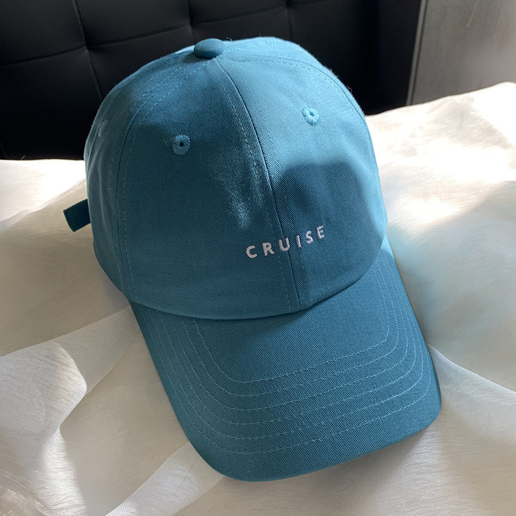 Elegant Lake Blue ~ High Quality Cotton Soft Top Embroidery Letter Baseball Cap Student Street Sunshade Curved Brim Peaked Cap Female