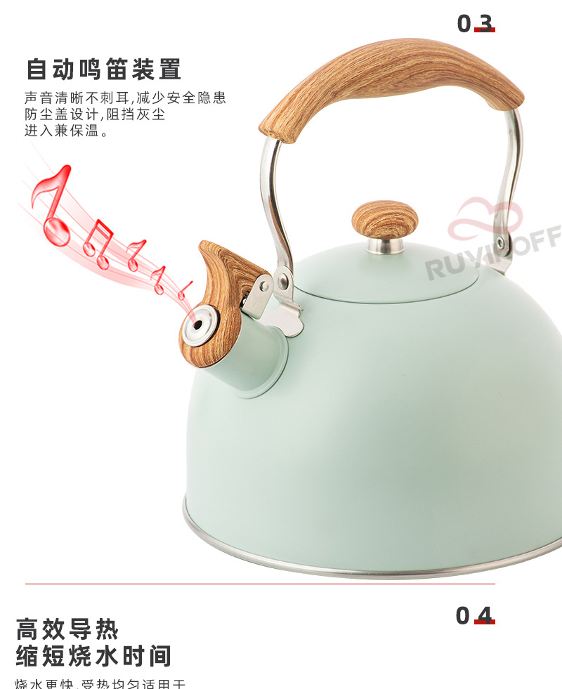 Ruyi Kitchenware New Green Whistle Kettle Nylon Anti-Scald Handle EBay Cross-Border Kitchenware Sound Water Pot Ruyi Kitchenware New Green Whistle Kettle Nylon Anti-Scald Handle EBay Cross-Border Kitchenware Sound Water Pot
