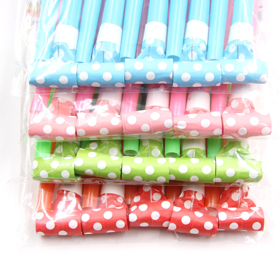 10 PCs 11cm Dot Long Tube Blowouts Cross-Border Amazon AliExpress Cheering Props Creative Whistle