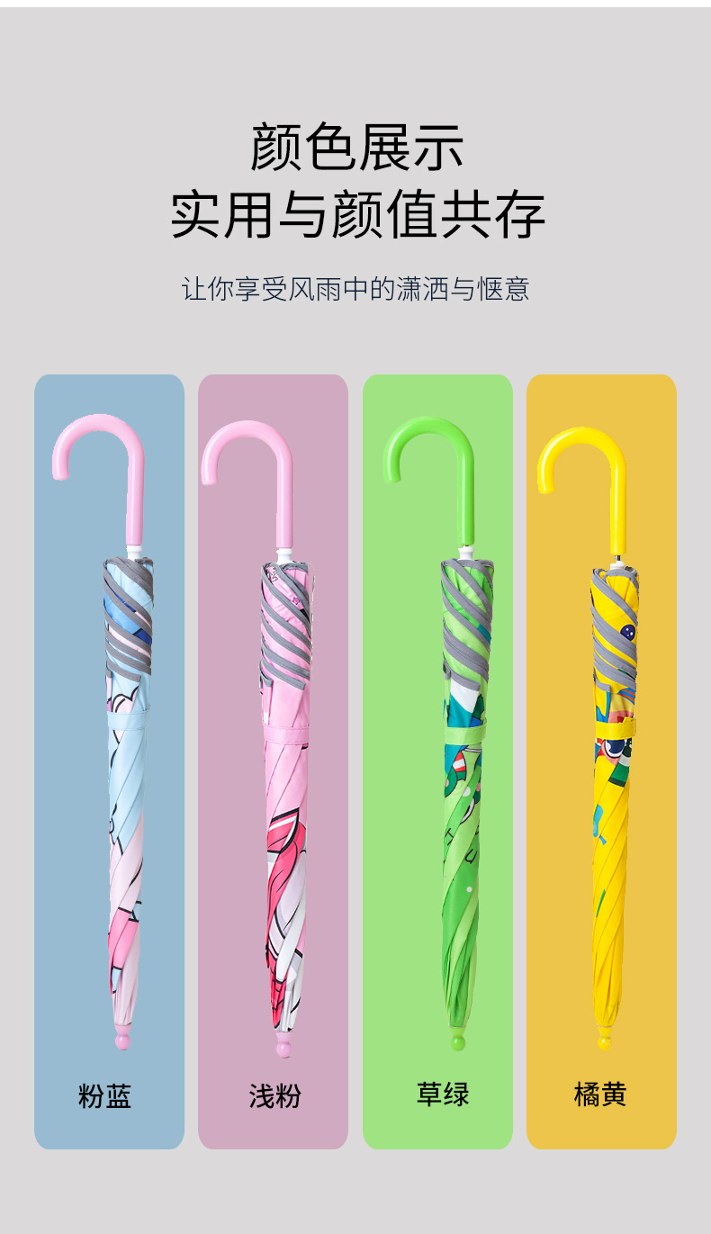 Children's Umbrella Cute Cartoon Vinyl Sun Protective Sunshade Dual-Use Umbrella Boys and Girls Princess Small Umbrella Safety Buckle Student Umbrella