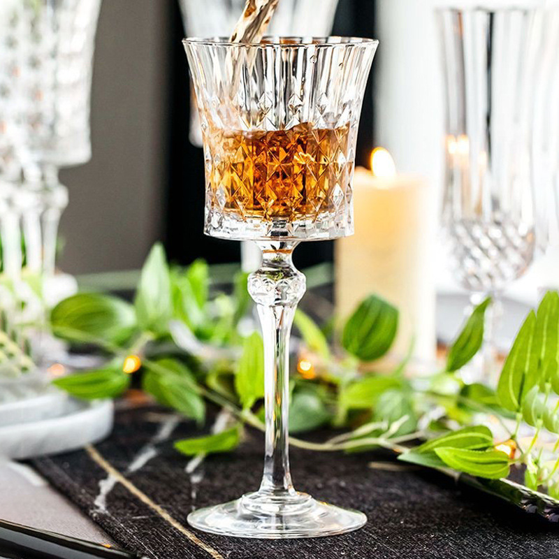 French Original Imported Bow and Arrow Fans CDA Crystal Red Wine Glass Goblet Champagne Glass French Crystal Glasses