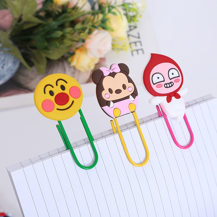 Large Paper Clip Bookmark Culture Study Stationery Cartoon Soft Glue Currently Available PVC Bookmark Customization