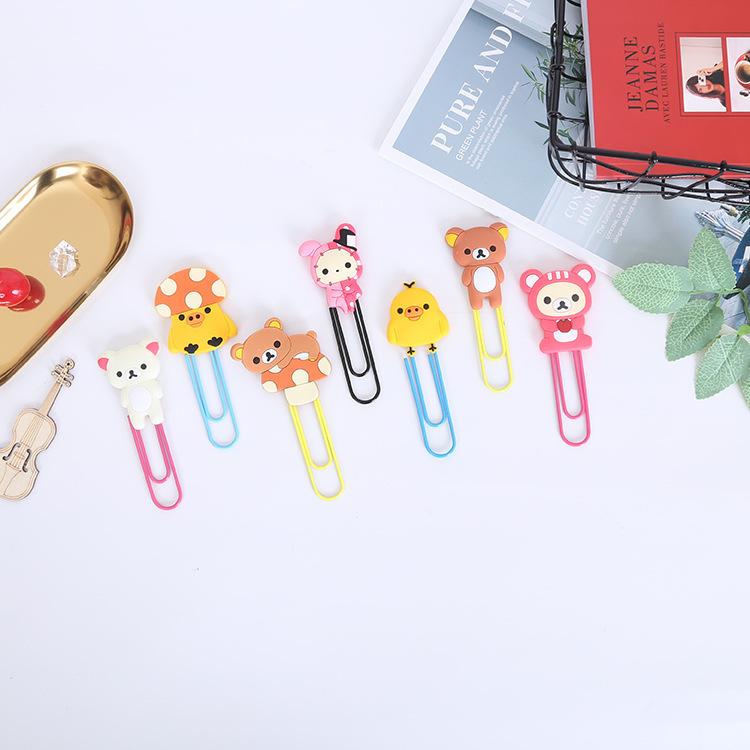 Large Paper Clip Bookmark Culture Study Stationery Cartoon Soft Glue Currently Available PVC Bookmark Customization