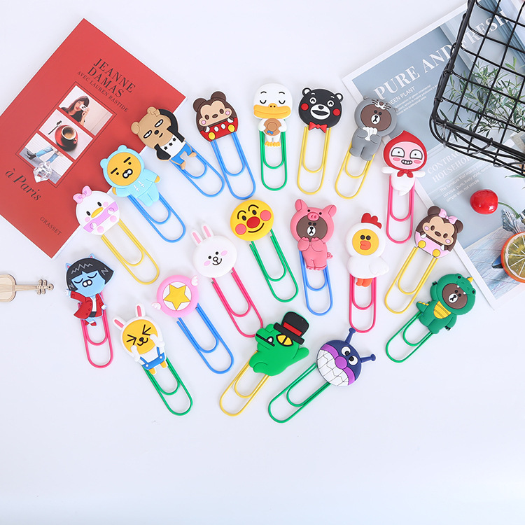 Large Paper Clip Bookmark Culture Study Stationery Cartoon Soft Glue Currently Available PVC Bookmark Customization