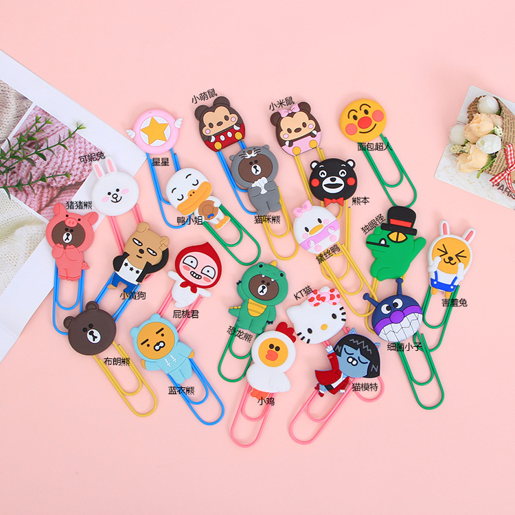 Large Paper Clip Bookmark Culture Study Stationery Cartoon Soft Glue Currently Available PVC Bookmark Customization
