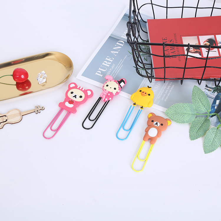 Large Paper Clip Bookmark Culture Study Stationery Cartoon Soft Glue Currently Available PVC Bookmark Customization
