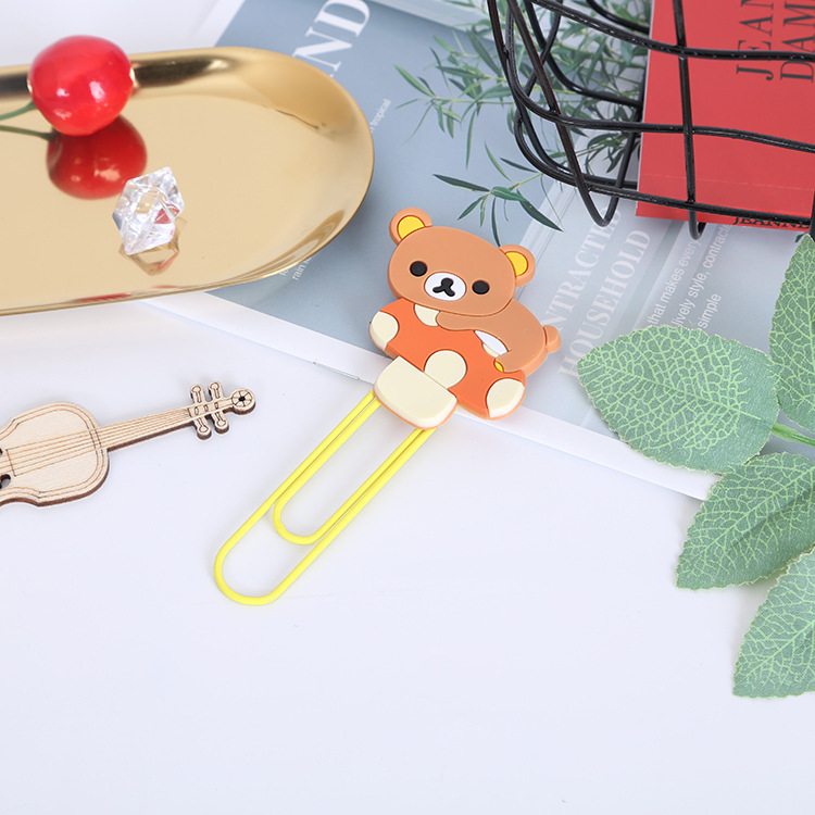 Large Paper Clip Bookmark Culture Study Stationery Cartoon Soft Glue Currently Available PVC Bookmark Customization