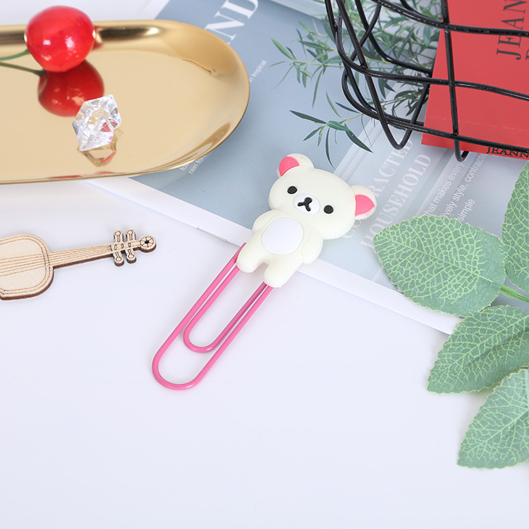 Large Paper Clip Bookmark Culture Study Stationery Cartoon Soft Glue Currently Available PVC Bookmark Customization