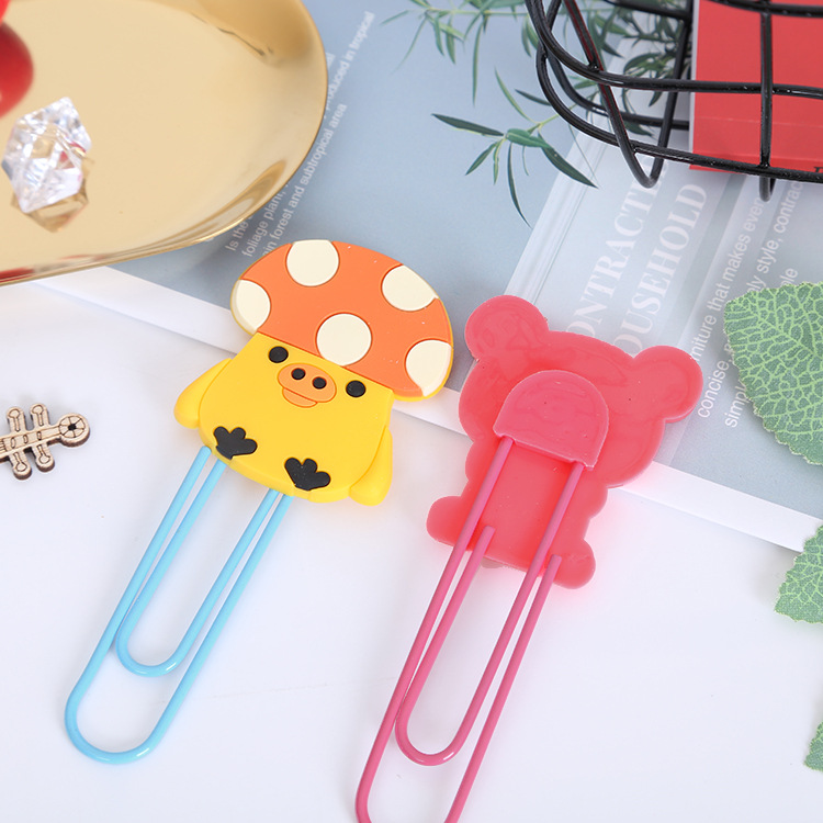 Large Paper Clip Bookmark Culture Study Stationery Cartoon Soft Glue Currently Available PVC Bookmark Customization