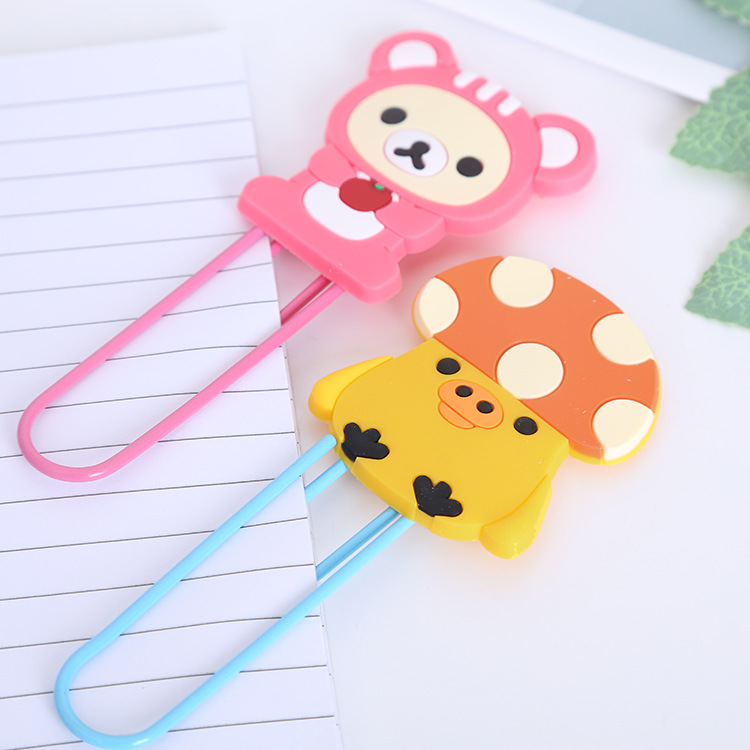Large Paper Clip Bookmark Culture Study Stationery Cartoon Soft Glue Currently Available PVC Bookmark Customization