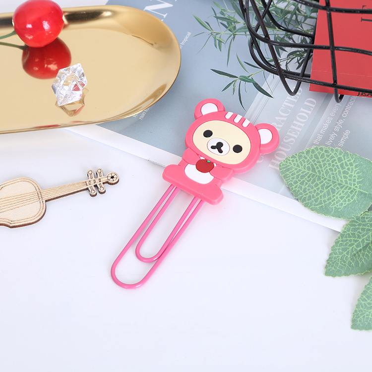 Large Paper Clip Bookmark Culture Study Stationery Cartoon Soft Glue Currently Available PVC Bookmark Customization