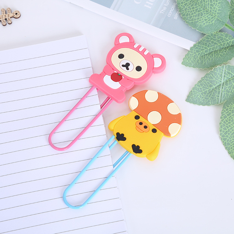 Large Paper Clip Bookmark Culture Study Stationery Cartoon Soft Glue Currently Available PVC Bookmark Customization