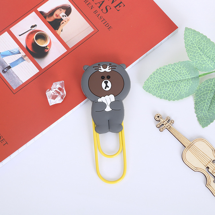 Large Paper Clip Bookmark Culture Study Stationery Cartoon Soft Glue Currently Available PVC Bookmark Customization