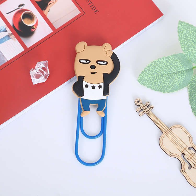 Large Paper Clip Bookmark Culture Study Stationery Cartoon Soft Glue Currently Available PVC Bookmark Customization