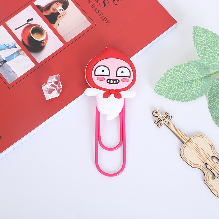 Large Paper Clip Bookmark Culture Study Stationery Cartoon Soft Glue Currently Available PVC Bookmark Customization