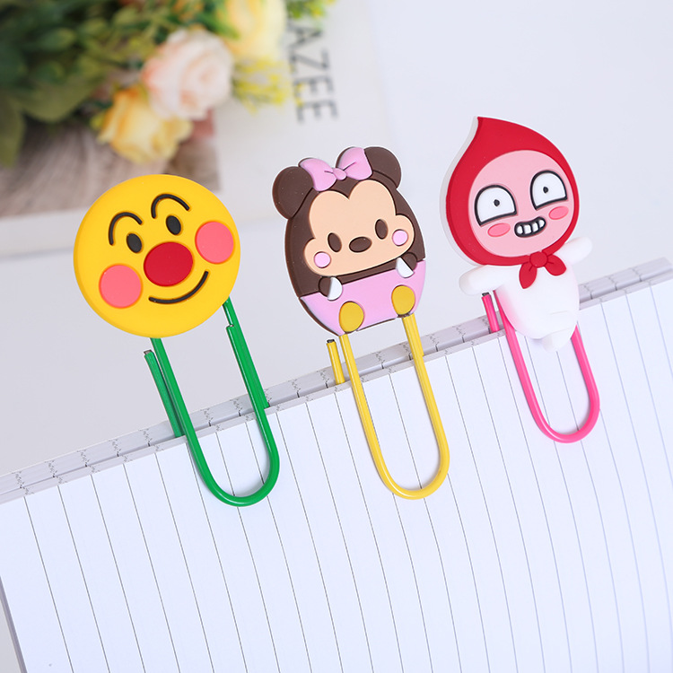 Large Paper Clip Bookmark Culture Study Stationery Cartoon Soft Glue Currently Available PVC Bookmark Customization