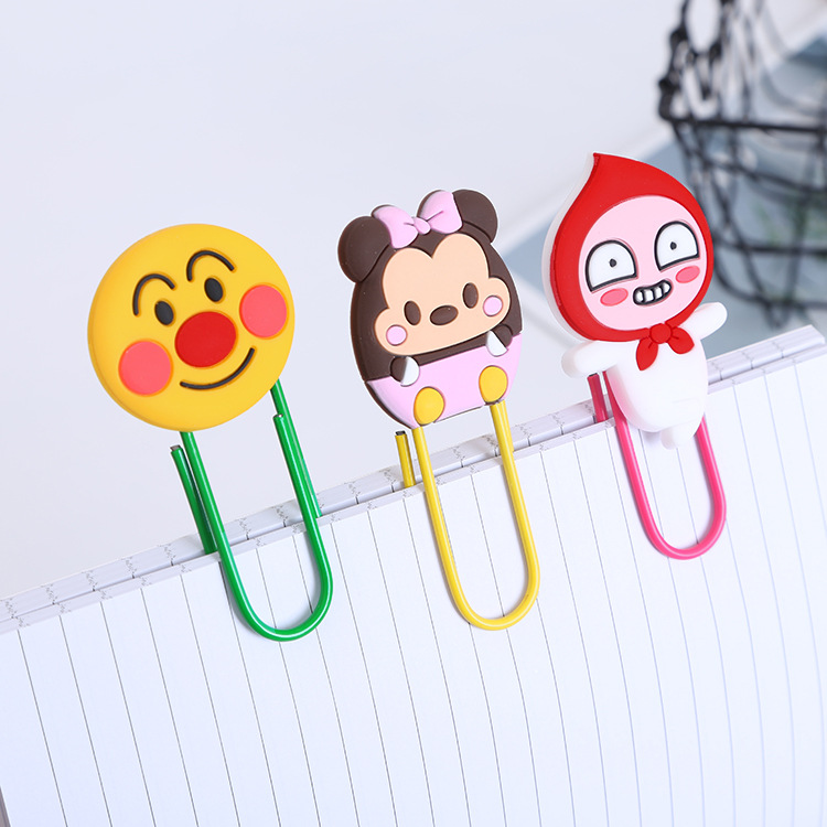 Large Paper Clip Bookmark Culture Study Stationery Cartoon Soft Glue Currently Available PVC Bookmark Customization