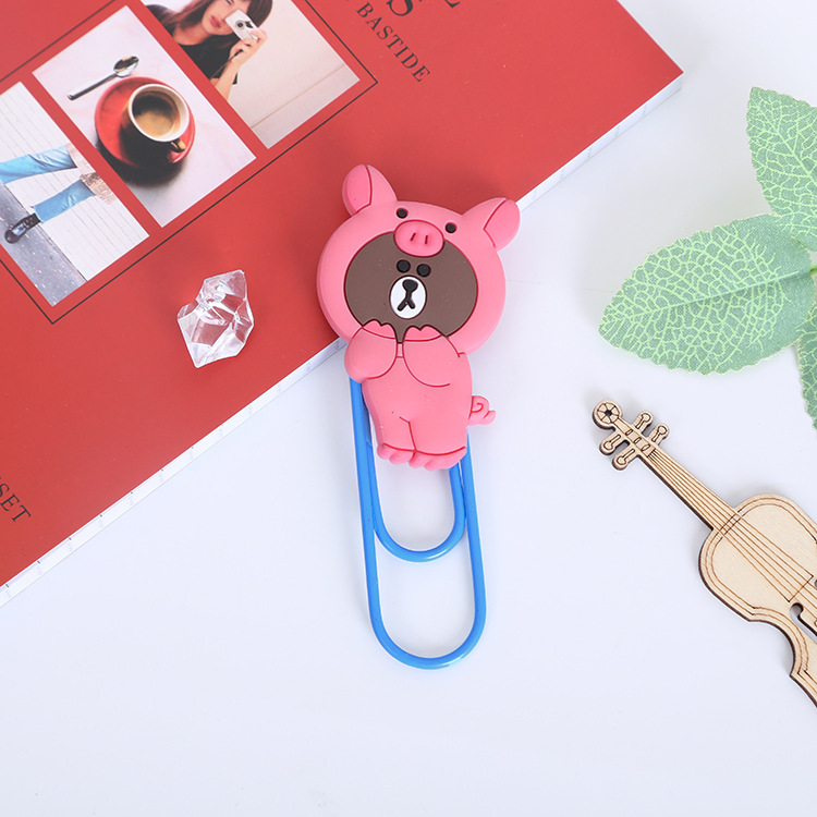Large Paper Clip Bookmark Culture Study Stationery Cartoon Soft Glue Currently Available PVC Bookmark Customization
