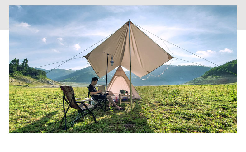 Landwolf Outdoor Indian Cotton-Cloth Tents 3-4 People Camping Pyramid Canopy Spire Camping Technology Cotton Tent
