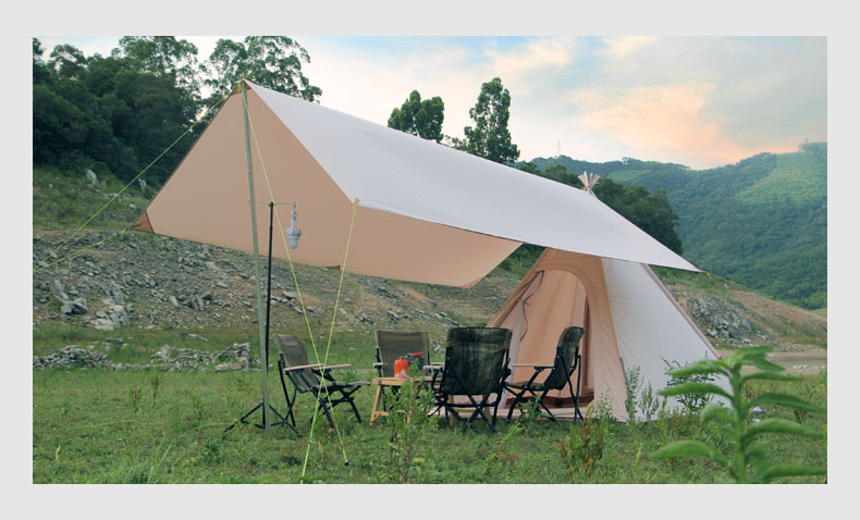 Landwolf Outdoor Indian Cotton-Cloth Tents 3-4 People Camping Pyramid Canopy Spire Camping Technology Cotton Tent