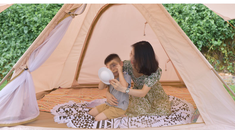 Landwolf Outdoor Indian Cotton-Cloth Tents 3-4 People Camping Pyramid Canopy Spire Camping Technology Cotton Tent