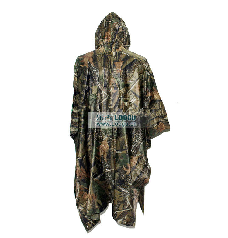 Amazon Hot Selling PVC Camouflage Multifunction Poncho Camouflage Raincoat Can Also Be Used as Floor Mat Canopy