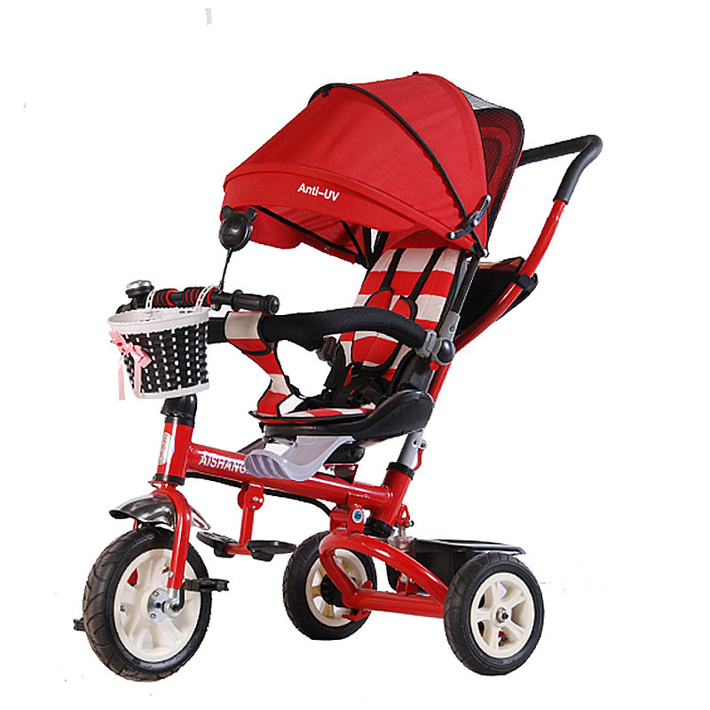 Factory Direct Sales Children&#039;s Three-Wheeled Trolley Baby Child Bicycle with Umbrella Canopy Rear Storage Basket Children&#039;s Toy Car